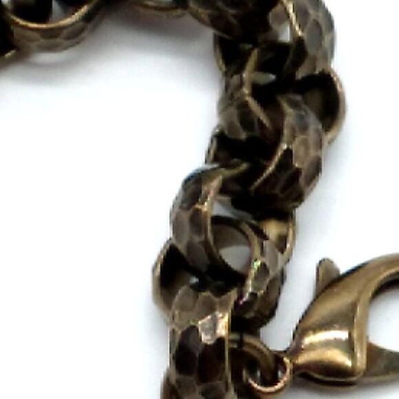 Vintage EP Erwin Pearl Hammered Chunky Rolo Chain Link Bracelet Unisex - Picture 5 of 16